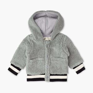 Monica + Andy Grey Sherpa Bomber Hooded Jacket, 3T, NWOT